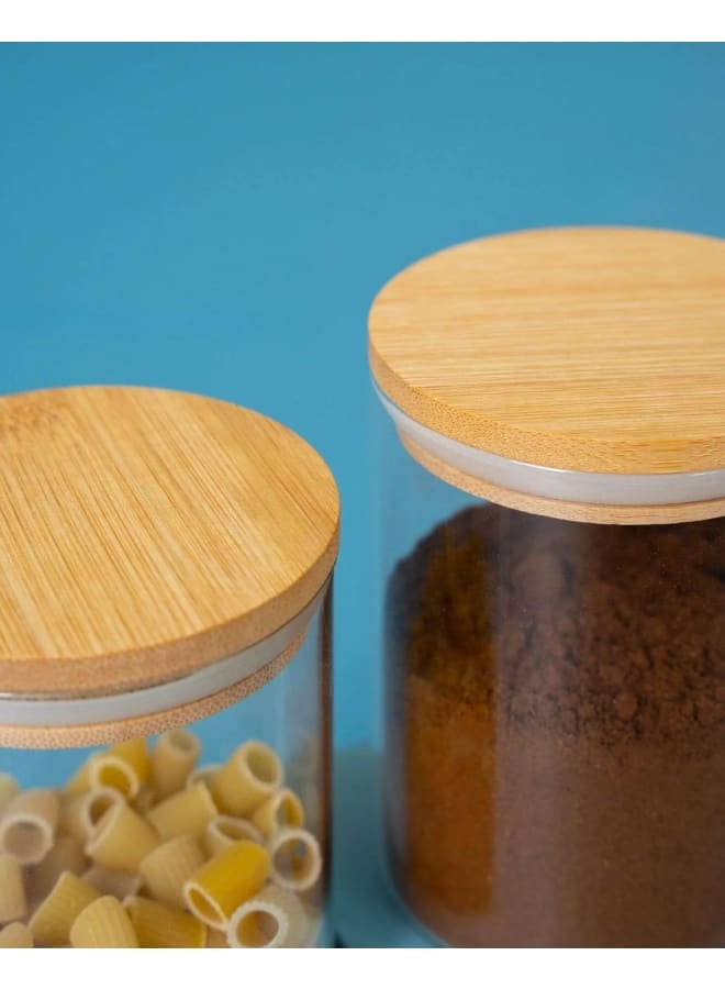 Container Circular With Bamboo Lid -Transparent